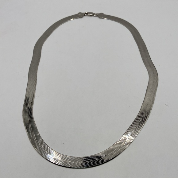 Sterling Silver Herringbone Necklace 3/8”W 20”L - Picture 9 of 12